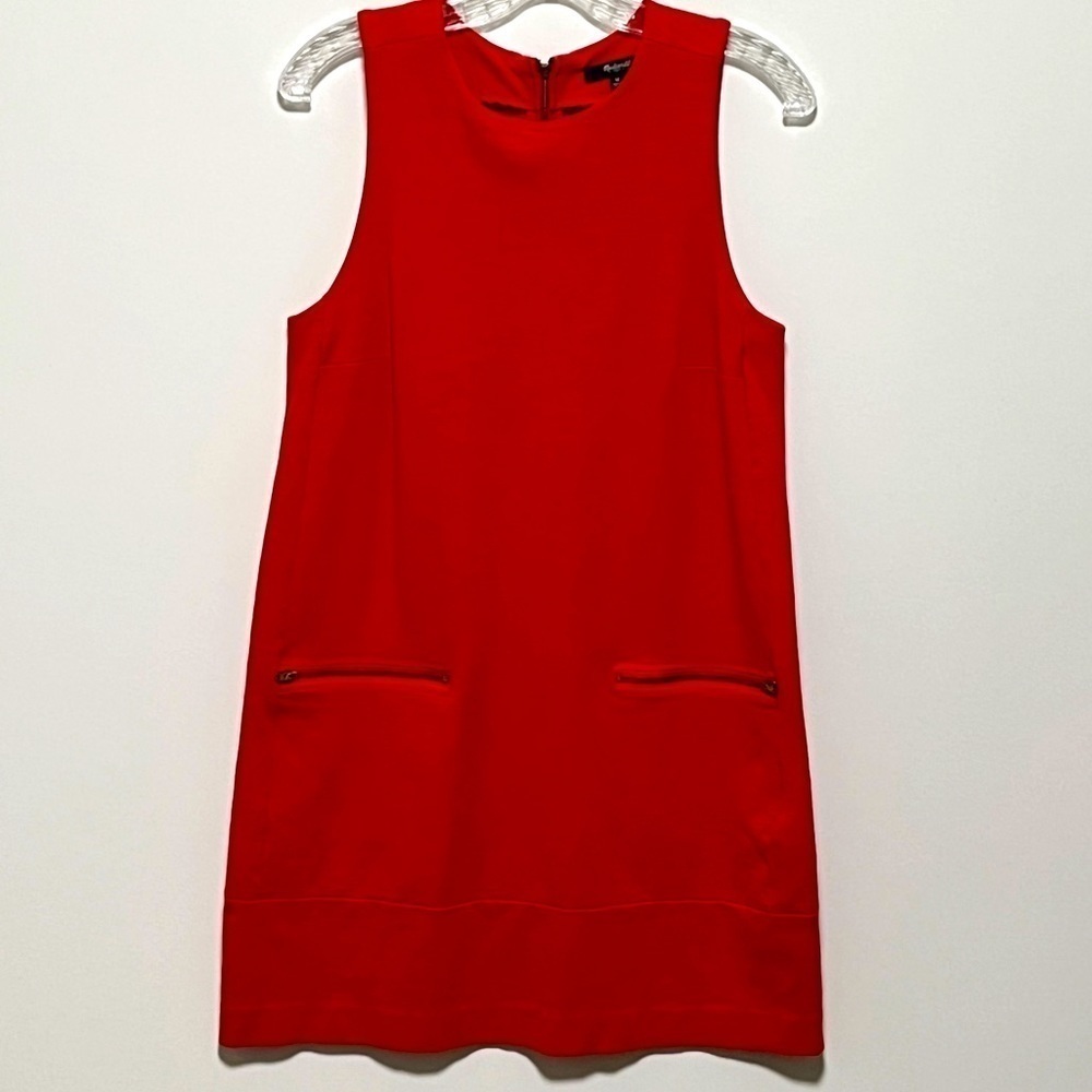 MADEWELL Fashionable Red Sleeveless Zip pockets easy wear versatile Sheath Dress - Picture 7 of 10